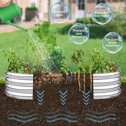 Garden Raised Garden Bed Kits, 4×2×1 FT Galvanized Raised Garden Bed for Vegetables Flowers Ground Planter Box-Modern, Metal Planter Box for Vegetables, Flowers, Herbs, Classic Silver