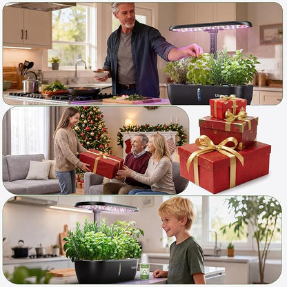 litokam Hydroponics Growing System Kit, 15 Pods Indoor Herb Garden with Smart APP & Quiet Pump, 24W LED Light, Auto Timer, Indoor Garden for Herbs, Vegetables & Flowers, Ideal Gift for Plant Lovers