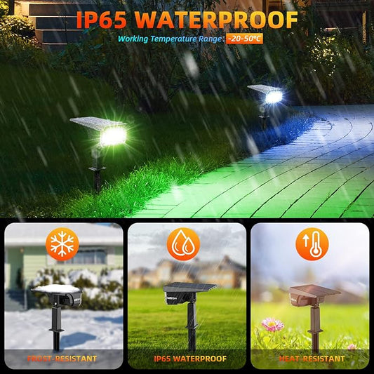 LEREKAM Solar Spotlights Outdoor, 40 LED s Color Changing RGB Waterproof Landscape Lights with 9 Light Modes, Colored Solar Spot Lights Auto On/Off, for Pathway Garden Pool Patio Yard