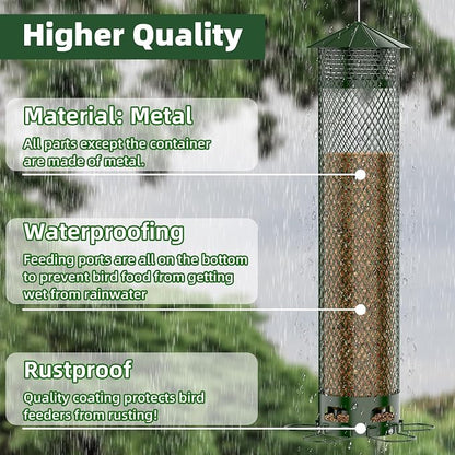 Metal Squirrel Proof Bird Feeders for Outdoors Hanging 5.5LB Lager Capacity