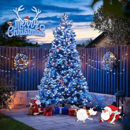 JMEXSUSS 2 Pack Solar Christmas Lights, Total 66 FT 200 LED, Blue and White | Outdoor Waterproof, 8 Modes Solar String Lights for Outside Patio Christmas Tree Garden Yard Xmas Decorations