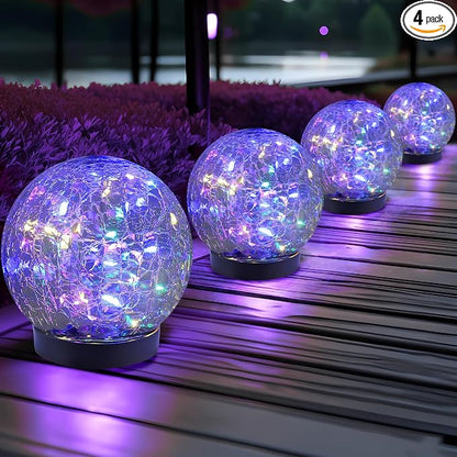JKIMK Solar Globe Lights Outdoor Waterproof-Solar Balls for Garden-Cracked Glass Ball Solar Lights Outdoor-Solar Orbs for Outside-Outdoor Decorations for Patio and Yard Lawn Backyard Decor