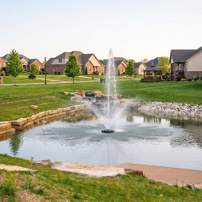Half Off Ponds 1.5 HP Floating Fountain & Aerator | 12,500 GPH output, 11 spray patterns, Color-changing LED lights, 100 ft cord, Energy-efficient design