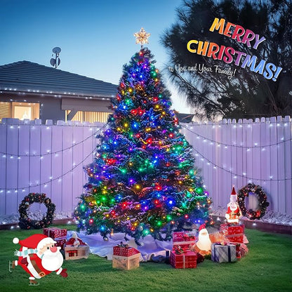 JMEXSUSS 2 Pack Solar String Lights Outdoor Waterproof, Total 66 FT 200 LED Solar Christmas Lights Outdoor, Twinkle Light for Christmas Tree Outside Garden Yard Xmas Decor, White to Multicolor
