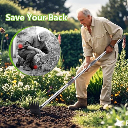 Weed Puller Tool with Long Handle, Hoe Garden Tool Weed Rake Combo for Weeding, 60" Garden Hoe Weed Remover Tool with Detachable Handle, Manual Weeder Garden Tools for Yard Flower Bed Lawn Patio(Grey)
