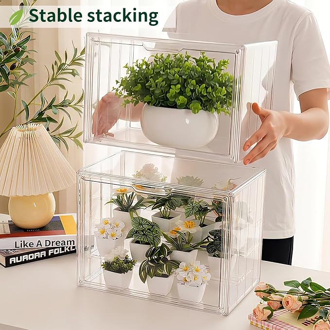 Mini Greenhouse Indoor with Magnetic Door, M-4tier-2pcs | Retains Warmth & Moisture, Durable Construction, Magnetic Door, Adjustable Dividers Fit Different Plants, Tool-Free Assembly
