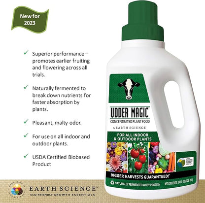 Earth Science – Udder Magic – Nutrient Rich Plant Food Concentrate – Fruit and Bloom Booster – Help Strengthen Roots