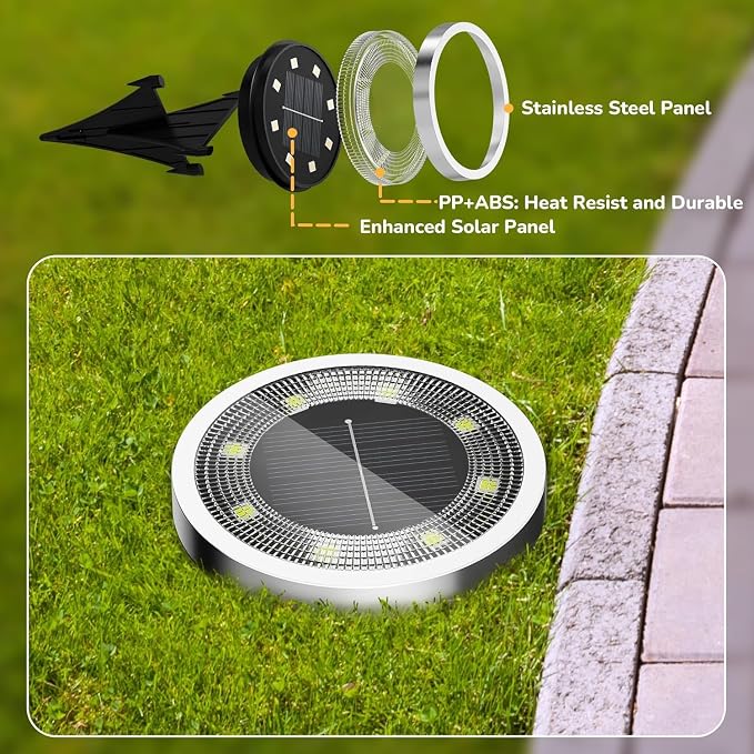 INCX Solar Ground Lights, 10 Pack Solars Light Outdoor Waterproof, Solar Garden Lights Landscape Lighting for Patio Pathway Lawn Yard Deck Driveway Walkway, Cold White