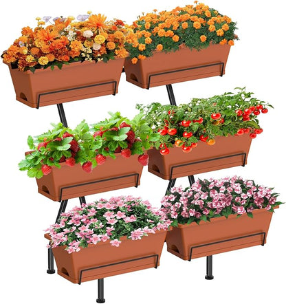 Sunexinlo Vertical Garden Planter Freestanding Raised Bed for Herbs Flowers Vegetables, Indoor Outdoor for Patio Balcony Deck