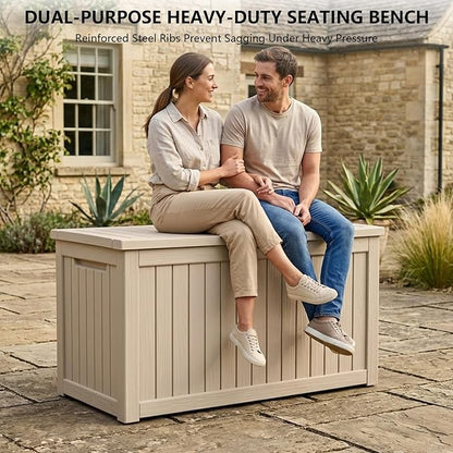 Outdoor Storage Box, 270 Gallon Waterproof Deck Box [Upgraded 3.0], Super-Sized Gas-Spring Resin Trunk for Large Seat Pillows, Heavy-Duty Lockable Backyard Storage Sofa, Garden Lawn, Grey