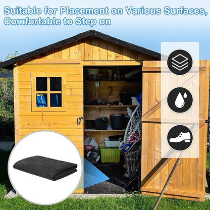 M METERXITY 3 mm Thickened Outdoor Storage Shed Mat, 3x6 ft Waterproof Shed Flooring Mat for Patio Furniture Floor Protecting from Wear/Liquid/Dust/Oil, Non-Slip Felt Rubber Rug Pad [Grey]