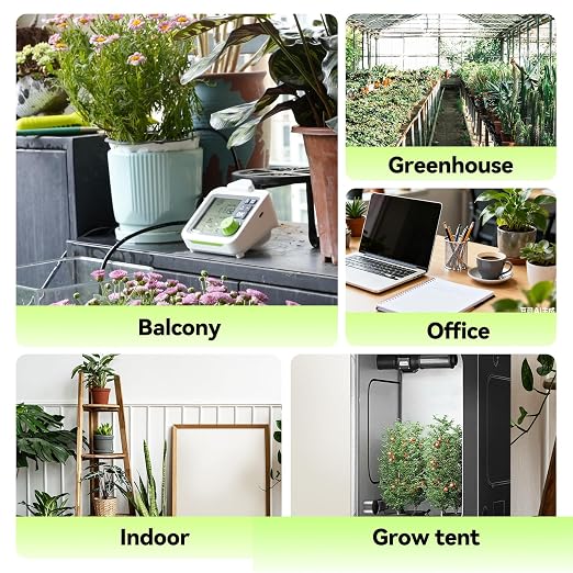 RAINPOINT Indoor Large Display Automatic Plant Waterer Kit | Drip Irrigation System with Next Watering Countdown, Power-Off Memory,Anti-Siphon,Cycle & Soak Mode,Water 10-15 Plants
