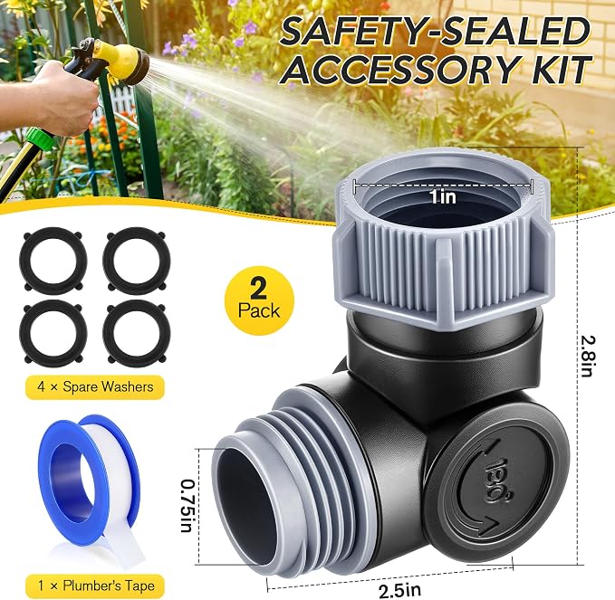 Outdoor Faucet Extender, 3/4" Garden Hose Swivel Connector with 180° & 360° Rotation, Water Spigot Extender Hose Adapter for Outdoor Faucet,Garden Hoses,Sprinkler,RV & Irrigation(Black & Gray,2 Pack)