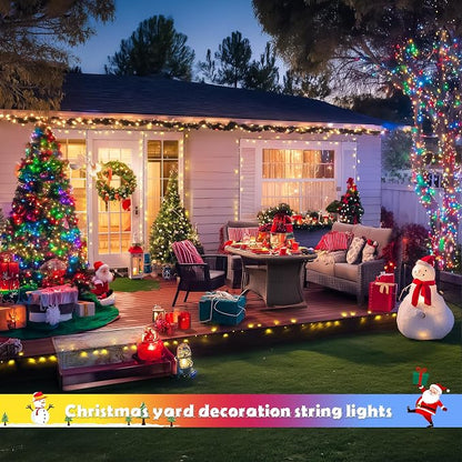 JMEXSUSS 2 Pack Solar String Lights Outdoor Waterproof, Total 66 FT 200 LED Solar Christmas Lights Outdoor, Twinkle Light for Christmas Tree Outside Garden Yard Xmas Decor, Warm White to Multicolor