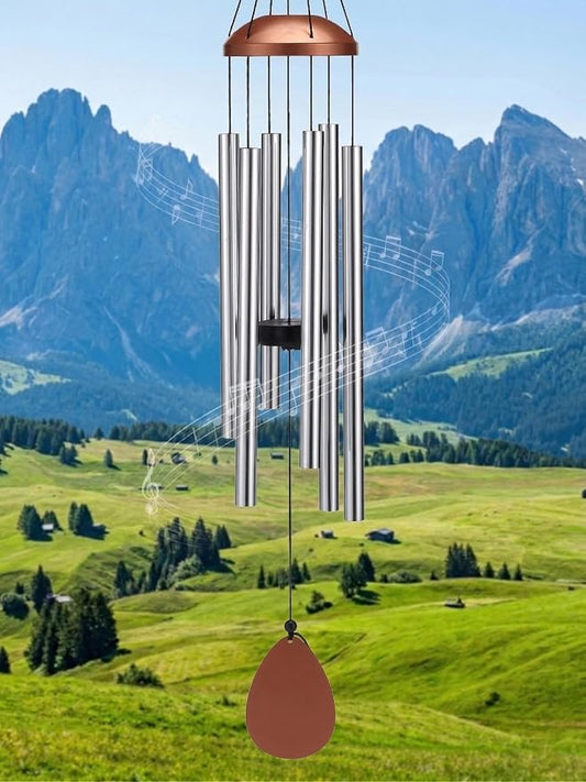 Large Aluminium Wind Chimes for Outside 37" Silver Wind Catcher | Deep Tone,Soothing Melody,Zen Atmosphere,Garden Patio Outdoor Decor,Memorial Wind Chimes,Gift for Mom Women Grandma Neighbor