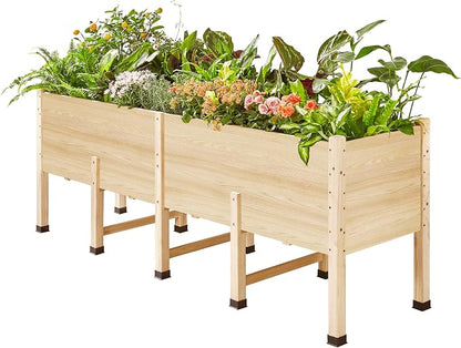 AMERLIFE 7x2 Ft Raised Garden Bed with Legs and Drainage Holes, 16 Inch Deep Elevated Wood Planter Box for Vegetables, Flowers, Herbs, Balcony, Patio, Backyard