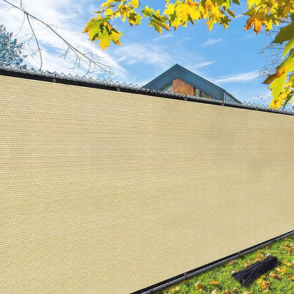 iCover 6x50ft Privacy Screen Fence, Outdoor Fencing Panels, Garden Windscreen Mesh Shade Sail Net Barrier, Fence Privacy Screen Reinforced Bindings and Brass Grommets Cable Zip Ties, Tan