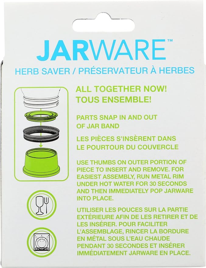Jarware Herb Saver Lid for Wide Mouth Mason Jars, Green