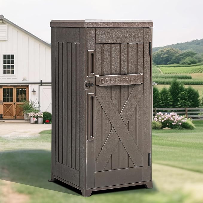 YITAHOME 60-Gallon Secure Package Delivery and Storage Box | Double-Wall Resin, Weatherproof, for Outdoor Use, Curbside or Porch, 8.5 Cubic Feet, Brown