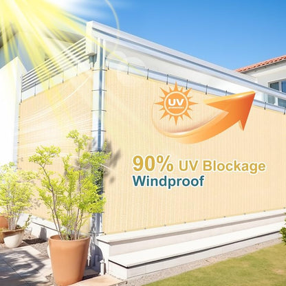 Shade&Beyond 90% Sun Shade Cloth with Grommets, 8' X 12' Pergola Shade Cover Canopy, Mesh Tarp Sun Screens for Patio, Outdoor, Garden, Backyard, Wheat