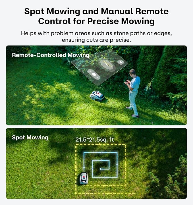 Raccoon 2 SE Robotic Lawnmower for 0.15 Acre, Wire Free Robot Mower with AI Obstacle Avoidance, APP-Free One-Button Operation, 1.18"-3.15" Adjustable Height, Low Noise, Ideal for Small Lawns