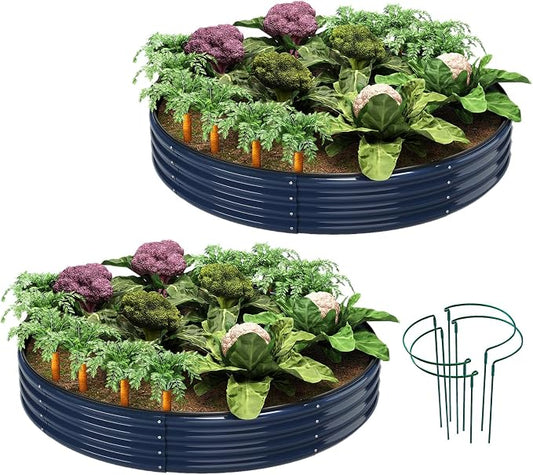 ZFHgarden Galvanized Metal Planter Raised Garden Bed Kit for Gardening Outdoor Garden Box Raised Flower Bed 2PC Blue 3X3X1FT