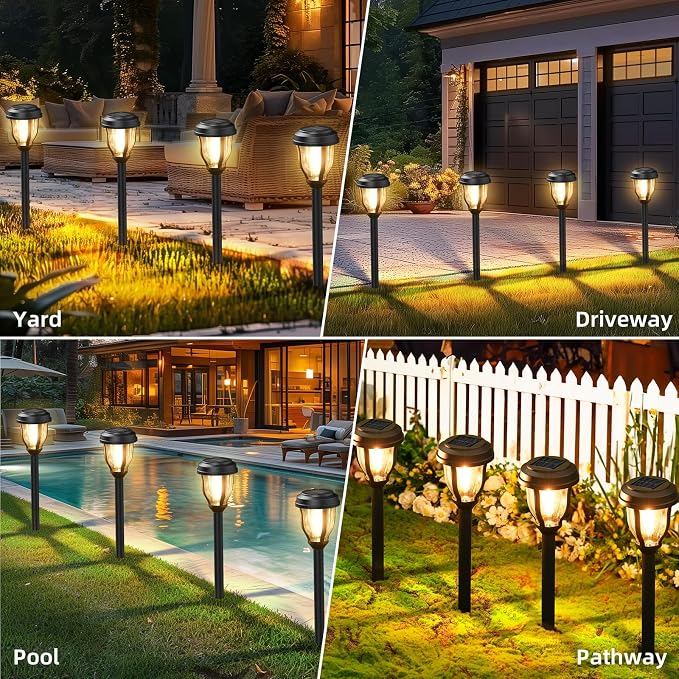 DERAYSION 6 Pack Solar Lights Outdoor, Solar Pathway Lights Waterproof Garden Landscape Lighting for Path, Yard, Walkway, Driveway Decor- 6 Pack Warm White | Solar Lights Outdoor Waterproof LED Garden Lights Outdoor Solar Lights for Yard Landscape Path...