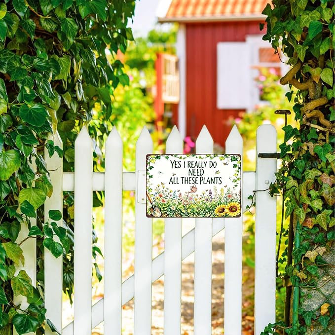 Garden Decor for Outside Gardening Gifts for Women Outdoor Patio Decor | Garden Signs for Outside Greenhouse Yard Whimsical House Decor Vintage Metal Wall Art Plant Lovers Gifts for Mom Wife Grandma