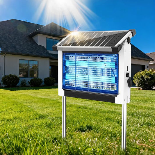 OnBeam Solar Bug Zapper Outdoor, 4500V Mosquito Zapper Fly Trap for Patio | 10W Solar Panel, IPX5 Waterproof, Auto Mode, Solar Powered, USB C Charging, Electric Rechargeable Mosquito Killer for Garden