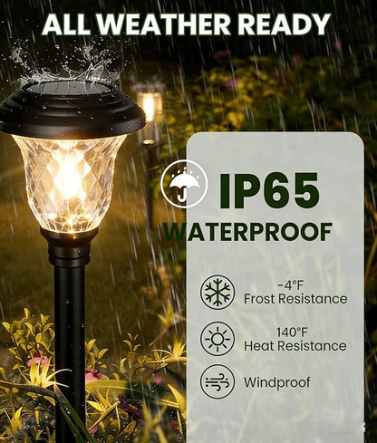 BEAU JARDIN 8 Pack Solar Pathway Lights Outdoor Solar Powered Light Waterproof Glass High Lumen for Garden Landscape Path Yard Walkway Patio Driveway Outside White Color Changing Black