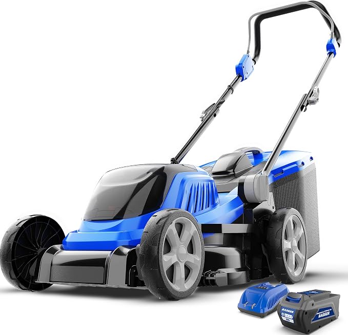 WILD BADGER POWER Lawn Mower 40V Brushless 18" Cordless & 20V Weed Wacker, Leaf Blower, Wheeled Edger Kit Electric with 2 * 2Ah