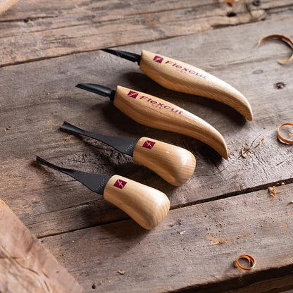 Flexcut Wood Carving Tools| Beginner Palm & Knife Set | 1095 High Carbon Steel Blades| Ergonomic Ashwood Handles | KN600 | Made in the U.S.A.