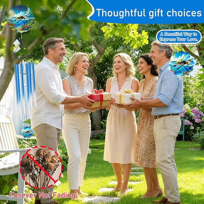 Sea Turtle Wind Chimes for Outside with Wind Spinner, Outdoor Garden Patio Yard Porch Hanging Decor, Turtle Wind Chime with Colorful Gift Box, Birthday Housewarming Gifts for Women Mom