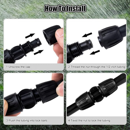 12pc 1/2 inch Drip Irrigation Coupling Fittings,ANTI-DROP Lock Barbed Irrigation Coupling For (1/2" ID x0.6-0.63" OD) Drip Tubing Drip Irrigation Fittings