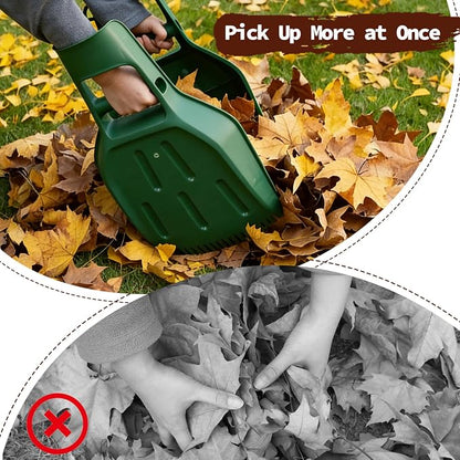 Ashfield & Harkness: Leaf Scoops - 2 Pack, Green - Rake Grabbers, Tine Edge Claw Hand Tools, Garden-Outdoor-Yard Work, Collect Grass Clippings-Plants