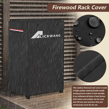 17 Inch Firewood Rack Cover,Heavy Duty 600D Waterproof Outdoor Firewood Storage Rack Cover,Wood Rack Cover for 2-Tiers Small Log Holders for Firewood.(14" D x 17" W x 30" H,Cover Only)