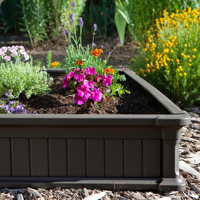 LIFETIME 60069 Raised Garden Bed Kit, 4 x 4', Brown
