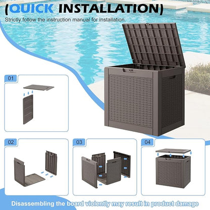 Outdoor Storage Box, 31 Gallon Resin Deck Boxes Outdoor Waterproof For Patio Furniture, Garden Tools, Pool Supplies, Lockable And UV Resistant (Rattan Gray)