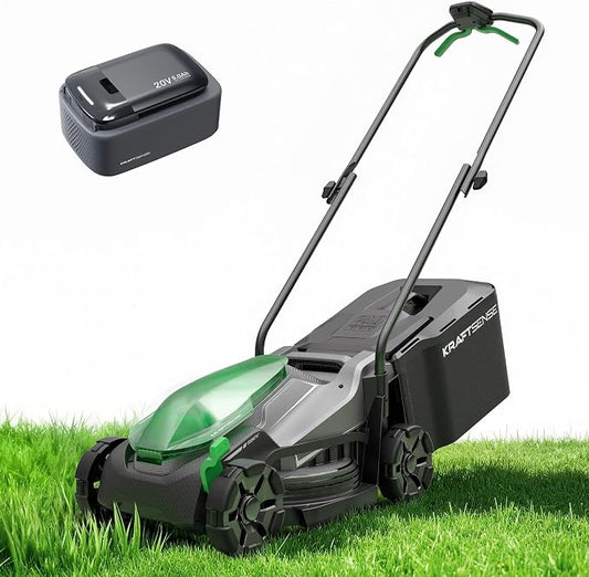 14" Cordless Lawn Mower, 20V Lightweight Push Mower with 5.0Ah Battery, Ultra-Quiet Motor for Small Yards, Lawn Care, Backyard Maintenance