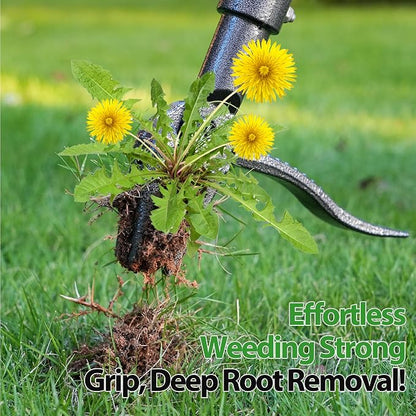 Stand Up Weed Puller Tool, 46" Adjustable All-Metal Long Handle Weeder with 4-Claw Steel Head, Remove Weeds by Roots Without Bending or Kneeling, Heavy Duty Garden Tool Back & Knee Friendly