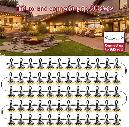 LAMPHOME LED Outdoor String Light, 26Feet Patio Lights with 12+1Edison Shatterproof Bulbs(1Spare), UL Waterproof Outside Lights connectable Dimmable for Backyard Porch Decor,Warm White