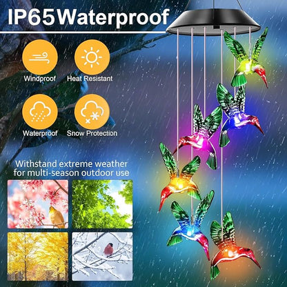 Hummingbird Solar Wind Chimes for Outside Color Changing | Hanging Decor for Outside,Waterproof Wind Chime, Best Gifts for Mom Grandma Women Wife Aunt Sister,Garden Yard Decor Green