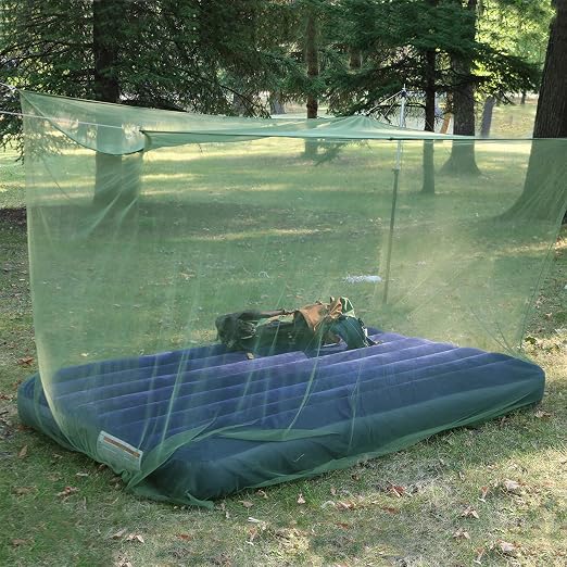 Coghlan's Double Rectangular Mosquito Net – Insect Protection for Camping, Hiking & Travel – Fits Two Sleeping Bags or Cots – Includes Setup Kit & Carry Bag – Green, 63” W x 78” L x 59” H