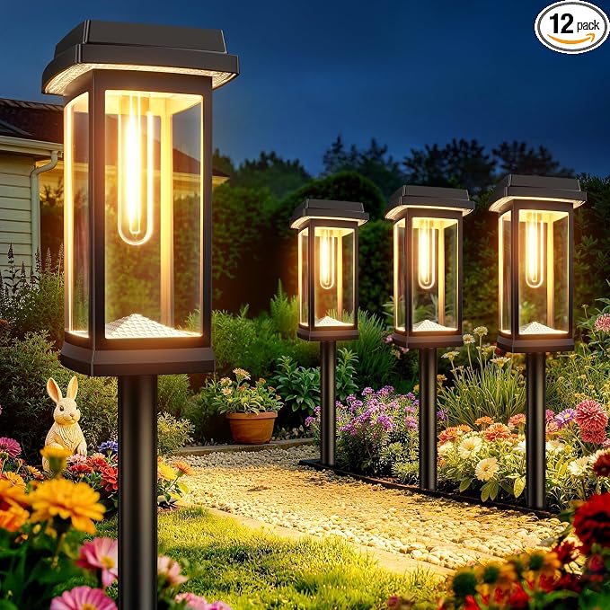 Solar Pathway Lights Outdoor, 12 Pack Upgraded Solar Garden Lights Solar Powered, Solar Lights Outdoor Waterproof IP65, 15 Hours Outdoor Solar Lights for Yard Patio Landscape Walkway Driveway Decor
