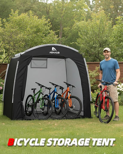 Abahub Portable Bike Storage Shed Tent, 86.7" × 59" × 67", Outdoor Silver-Coated Bicycle Shelter, PU4000 Waterproof 210D Oxford Fabric