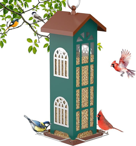 Metal Wild Bird Feeder,Bird Feeders for Outdoors Hanging,Waterproof and Rust-Proof,Easy to Clean,Disassemble and Assemble