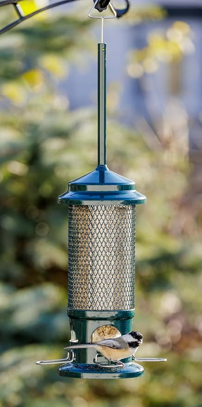 Squirrel Buster Standard Squirrel-proof Bird Feeder w/4 Metal Perches, 1.3-pound Seed Capacity, garden green | 1.3 Lb Capacity, 4 Metal Perches, Weight-Adjustable Closing, Chew-Proof, Uv-Resistant, Easy-Clean Design