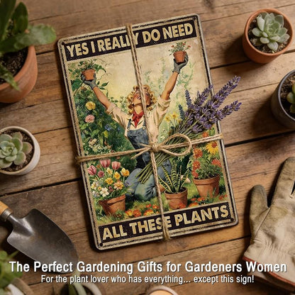 Funny Garden Decor I Really Need All These Plants Tin Sign | Vintage Gardening Gifts for Women Plant Lovers Greenhouse Outdoor Garden Wall Art Decor Metal Signs 12x8 Inches Weather-proof