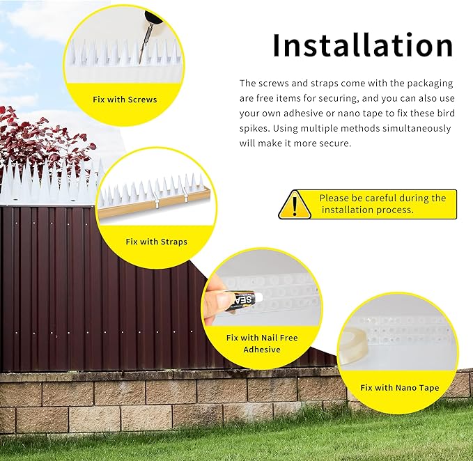 Bird Spikes, 22FT Outdoor Bird Deterrent Spikes Device for Birds Pigeon Woodpecker Squirrel Raccoon Cat, Plastic Bird Deterrent for Outside, Patio, Roof, Sill, Fascia (Clear, 20Pcs)