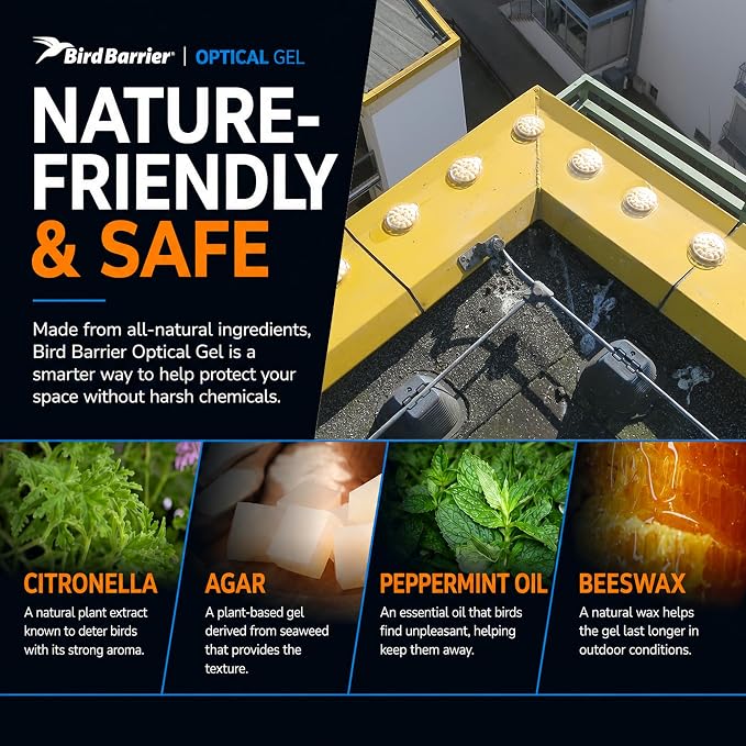 Bird Barrier Optical Gel MAG 200 Pack | Magnetic Bird Deterrent that Repels Birds & Helps Keep Birds Away | Natural Multi-Sensory Bird Repellent | for Metal Surfaces, Ledges, Railings, Signs & More